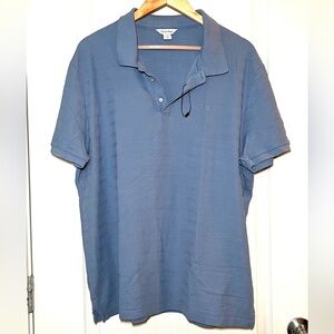 Calvin Klein Men’s Blue Striped Pique Monogram Polo Shirt, XL
